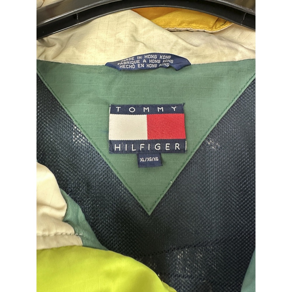 VINTAGE Tommy Hilfiger Sailing Gear Colorblock 90s Jacket Mens XL Green Navy - Picture 8 of 16